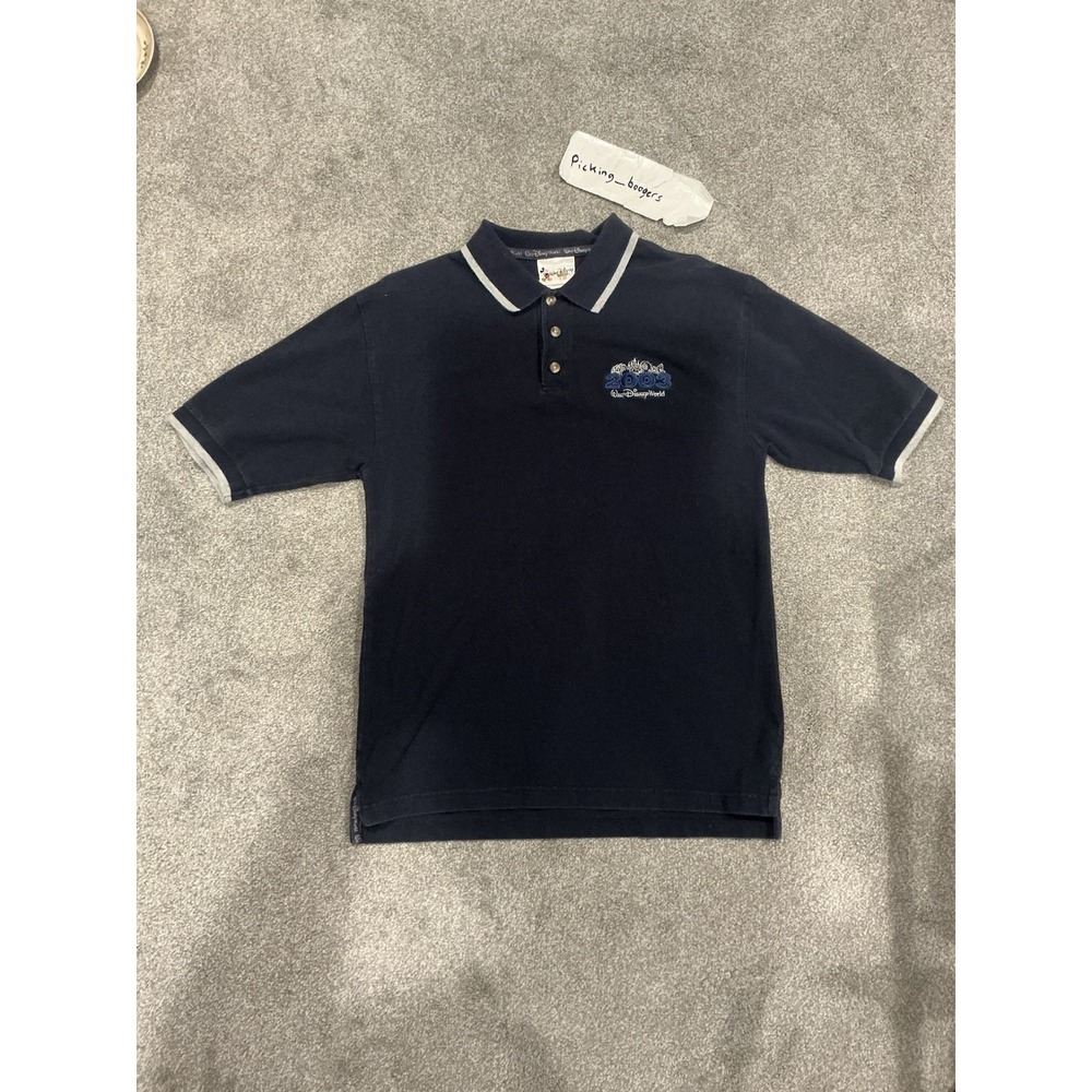 Vintage Walt Disney World Polo Shirt Blue Mens Medium‎ 2003 Logo Short Sleeve